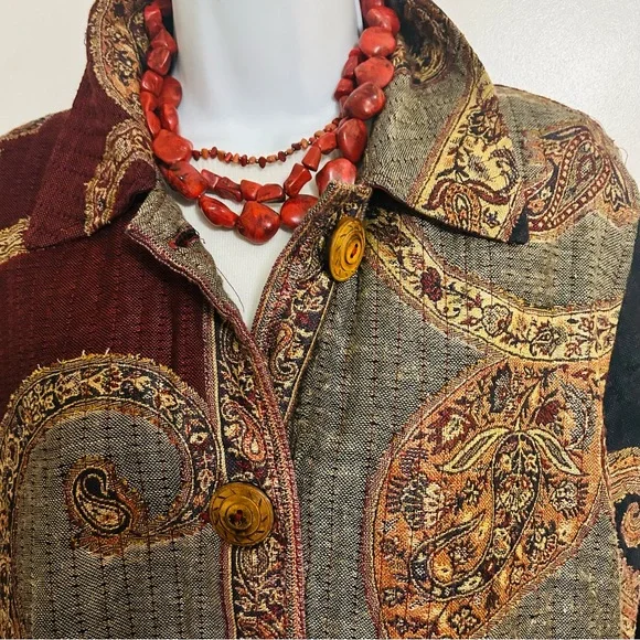 Mirasol Full Length Duster Beautiful Multicolor Jacket Sz: L - Picture 2 of 10